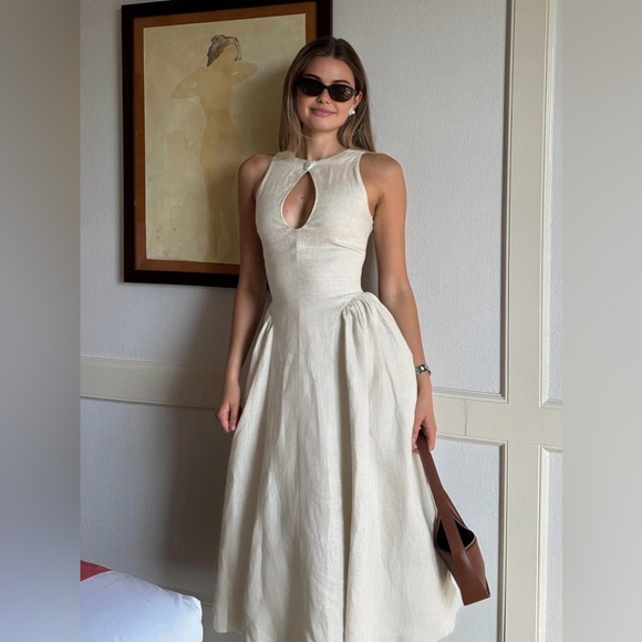 Cotton & Linen Elegant Cutout Long Dress
